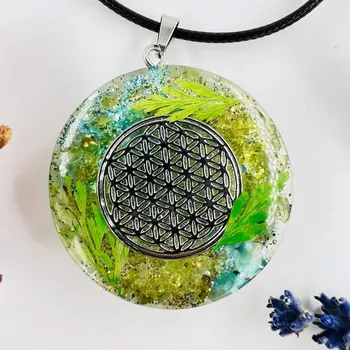 Přívěsek Orgonitový šperk / amulet / talisman s květem života pro štěstí a lásku