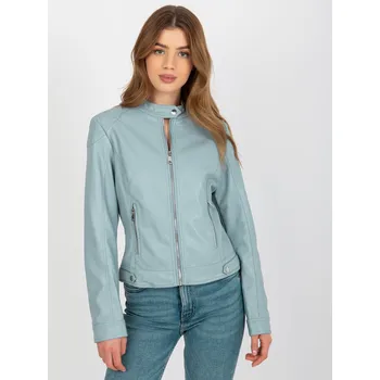 Dámská casual bunda Světle modrá koženková bunda s kapsami -NM-KR-R23-2050.97P-light blue Velikost: S