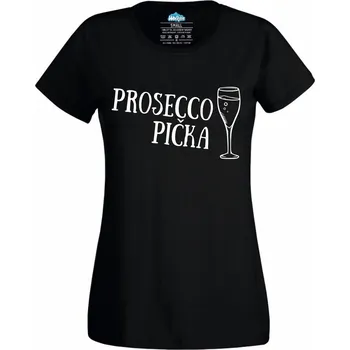 Dámské tričko Prosecco Picka (Velikost: 4XL, Barva: Černá)