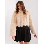 Béžový krátký kožíšek s kapucí AT-KR-2378.96P-beige Velikost: L/XL