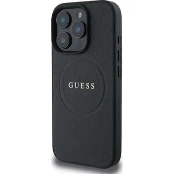 Telefonní příslušenství Guess PU Classic Logo MagSafe Zadní Kryt pro iPhone 16 Pro Černá Luxusní černý zadní kryt s klasickým logem Guess a technologií MagSafe, poskytující bezpečné připevnění a ochranu pro iPhone 16 Pro.