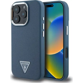 Telefonní příslušenství Guess PU Grained Triangle Logo Zadní Kryt pro iPhone 16 Pro Blue Guess PU Grained Triangle Logo zadní kryt je dokonalý doplněk pro váš telefon i váš outfit, který kombinuje funkčnost a styl v jednom.