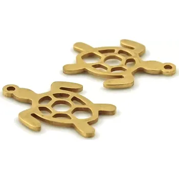 Materiál na výrobu šperku Přívěsek želva kareta z pozlacené nerezové oceli - 1 ks