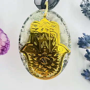 Přívěsek Orgonitový amulet / přívěsek / talisman - Hamsa - pro ochranu a moc