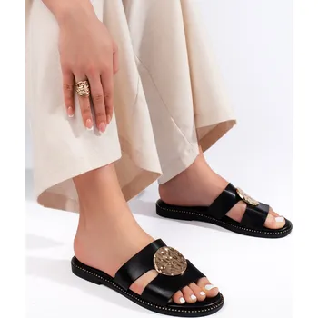 Dámské pantofle Černé elegantní nazouváky JD-69B Velikost: 36