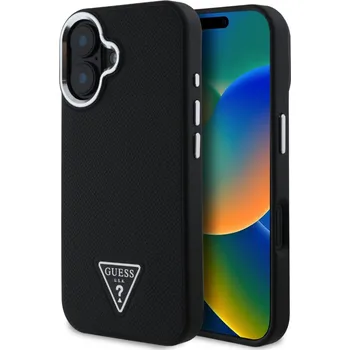 Telefonní příslušenství Guess PU Grained Triangle Logo Zadní Kryt pro iPhone 16 Black Guess PU Grained Triangle Logo zadní kryt je dokonalý doplněk pro váš telefon i váš outfit, který kombinuje funkčnost a styl v jednom. Je