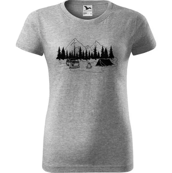 Dámské tričko DOBRÝ TRIKO Dámské tričko s potiskem Pod horami Barva: Tmavě šedý melír, Velikost: 3XL