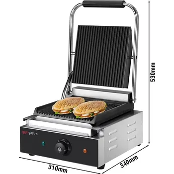 Kuchyňský gril G.Gastro Kontaktní gril - drážkovaná horní + spodní část |1800 W | Stolní gril | Multigril | Sendvičovač | Elektrický gril | Paninimaker