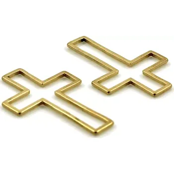 Materiál na výrobu šperku Přívěsek kříž obrysový z pozlacené nerezové oceli - 1 ks