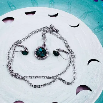 Náhrdelník Energetický náhrdelník a náušnice s malachitem