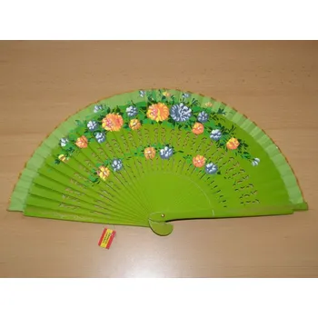 Karnevalový doplněk Vějíř dřevěný oboustranný - světle zelený - v30