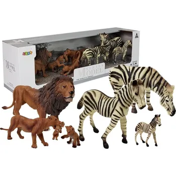 Figurka Sada figurek - Africká divoká zvířata - Lvi, Zebry