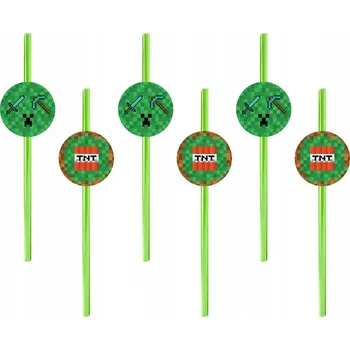 Papírové brčko Congee Minecraft zelené 6 ks 24 cm