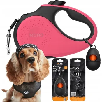Vodítko pro psa VODÍTKO PRO PSA automatické PÁSKOVÉ navíjecí + ZÁSOBNÍK XCHO 5m do 25kg vel. M