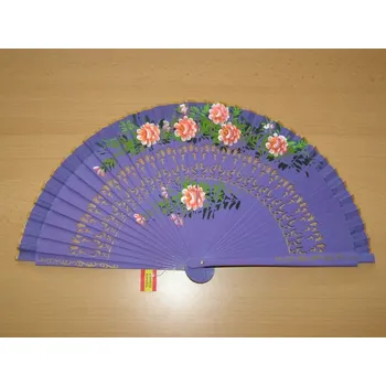 Karnevalový doplněk Vějíř dřevěný oboustranný - fialový - v3