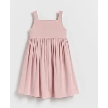 Dětská móda Reserved - Viskózové šaty s příměsí lnu - pudrově růžová - 244DA-39X - 244DA-39X-146
