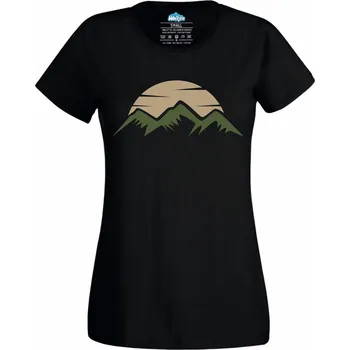 Dámské tričko Zelené hory při západu slunce Green Mountain Sunset (Velikost: 4XL, Barva: Černá)