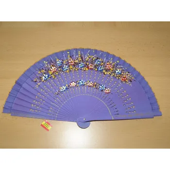 Karnevalový doplněk Vějíř dřevěný oboustranný - fialový - v17