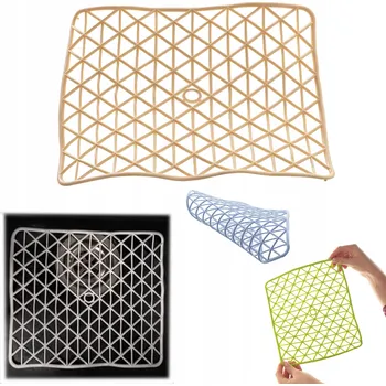 podložka do dřezu ORGANIZÉR DO DŘEZU MŘÍŽKA GUMOVÁ PODLOŽKA OCHRANNÁ TROJÚHELNÍKY 26x23 cm