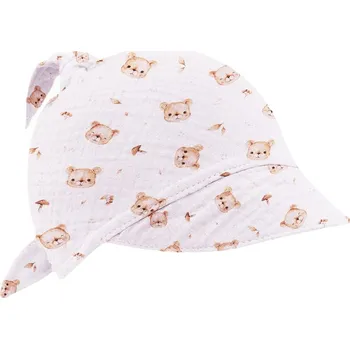 Šátek Inf Mušelínový šátek na hlavu s kšiltem - medvídek Teddy