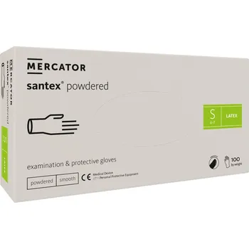 Vyšetřovací rukavice Rukavice latexové Mercator Medical Santex powdered, 100 ks, krémové, pudrované Rozměr: S