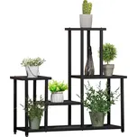 Outsunny stojan na květiny se 4 úrovněmi Vícepatrový stojan na květiny, stojan na květiny na zahradu, balkon, kov, černý, 91x25x83cm| Aosom