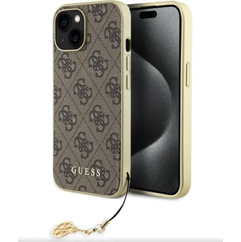 Pouzdro na mobilní telefon Guess 4G Charm Zadní Kryt pro iPhone 15 Brown Prémiový zadní kryt Guess 4G Charm se vyznačuje elegantním, charakteristickým 4G vzorem, doplněným o zlaté logo GUESS. Kryt je vyrobený z lehkého a odoln