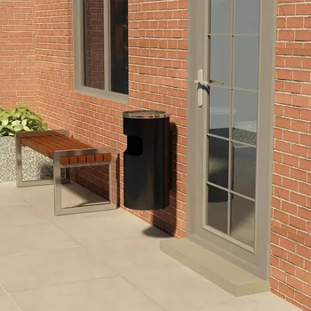 Odpadkový koš Nástěnný odpadkový koš s popelníkem, ocel, 26 l, černý