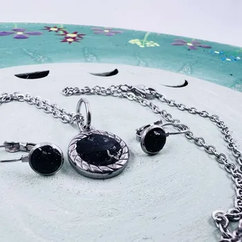 Náhrdelník Energetický náhrdelník a náušnice s modrým pískovcem