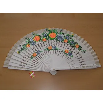 Karnevalový doplněk Vějíř dřevěný oboustranný - bílý - v41