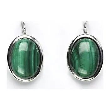 Náušnice Stříbrné náušnice přírodní malachit - NK1454 (Stříbrné náušnice s malachitem 14x10 mm)