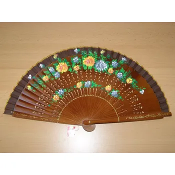 Karnevalový doplněk Vějíř dřevěný oboustranný - tmavě hnědý - v12