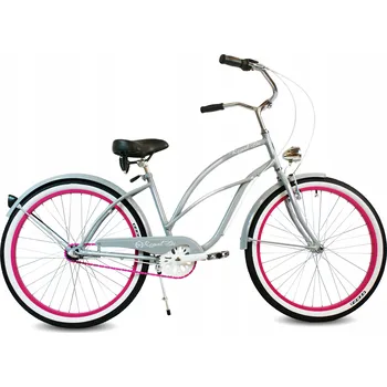 Městské kolo Městské kolo RoyalBi Rower miejski 26 PINK damski szary róż rám 18,5 palce kolo 26" šedé