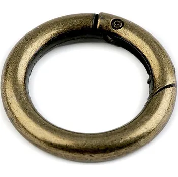 Karabina kulatá na kabelky / kroužek na klíče Ø25 mm Balení: 1 ks, Varianta: 4 staromosaz - 8591149825378