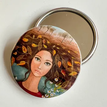 Kosmetické zrcátko větší zrcátko 75 mm s měkkým látkovým pytlíčkem Bude líp