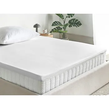 Bytový textil Vrchní matrace bílá PU pěna polyesterový potah 160 x 200 cm komfortní vrstva podložka Beliani