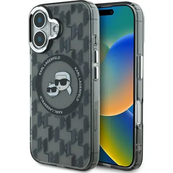 Pouzdro na mobilní telefon Karl Lagerfeld IML Monogram K&CH Heads MagSafe Zadní Kryt pro iPhone 16 Barva: Černá