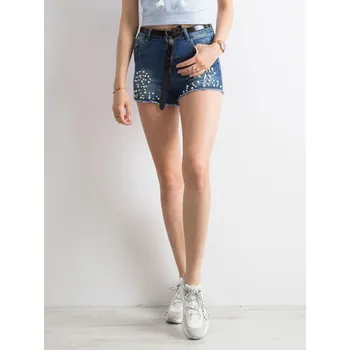Dámské kraťasy Dámské tmavě modré šortky s perličkami JMP-SN-PM5528.17P-blue Velikost: XS