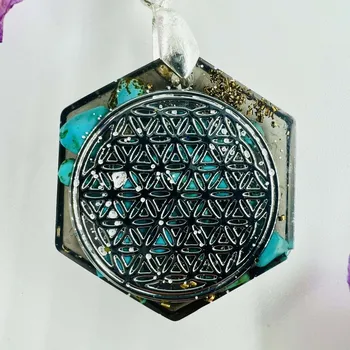 Přívěsek Orgonitový amulet / přívěsek / talisman pro mazlíčka s květem života pro uklidnění