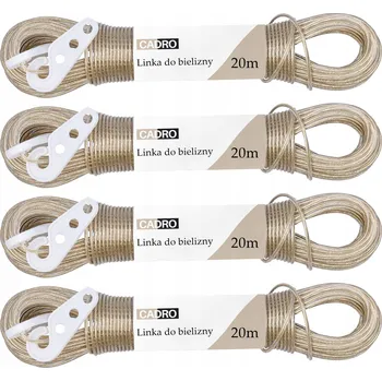 Sušák na prádlo 4x Šňůra na prádlo s kovovým jádrem, 20 m