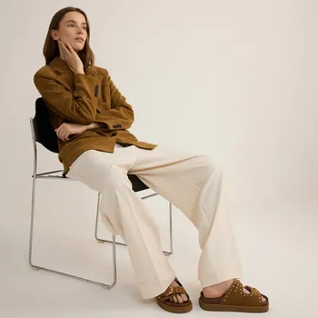 Dámské sandále Reserved - Semišové sandály s pásky - hnědá - 323CP-88X - 323CP-88X-40