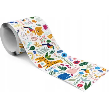 Fototapeta Dekorativní Bordura Bordura pro děti ZVÍŘÁTKA Barevné Květiny Listy