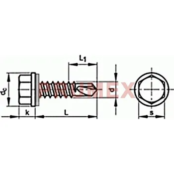 Šroub Šroub TEX šestihranný s límcem DIN 7504K 4,8x60 pozink+podložka