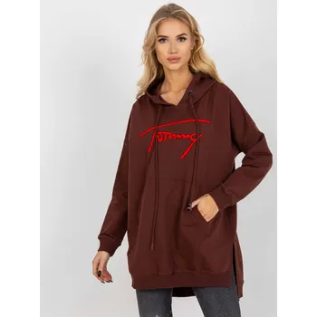 Dámská mikina Tmavě hnědá dlouhá mikina s rozparky VI-BL-335.25X-dark brown Velikost: ONE SIZE