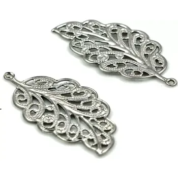 Materiál na výrobu šperku Přívěsek list nerezový - 1 ks