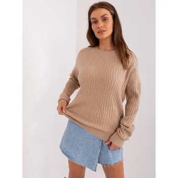 Dámský svetr Béžový vzorovaný svetr SARA -AT-SW-2338.14P-beige Velikost: ONE SIZE