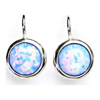 Náušnice Stříbrné náušnice světle modrý opál - NK1503 (Stříbrné náušnice s opálem 8 mm)