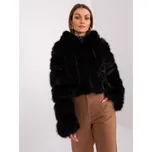 Černý krátký kožíšek s kapucí AT-KR-2378.97P-black Velikost: L/XL