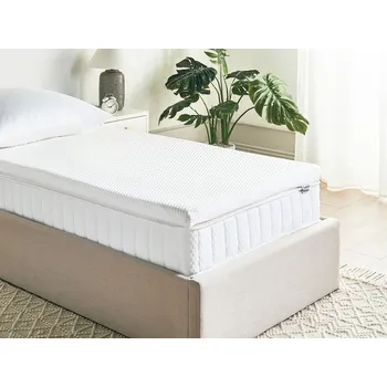 Bytový textil Vrchní matrace bílá latexová pěna polyesterový potah 90 x 200 cm komfortní vrstva podložka Beliani