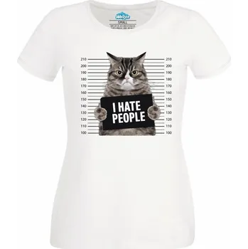 Dámské tričko Nesnáším Lidi I Hate People (Velikost: 4XL, Barva: Bílá)